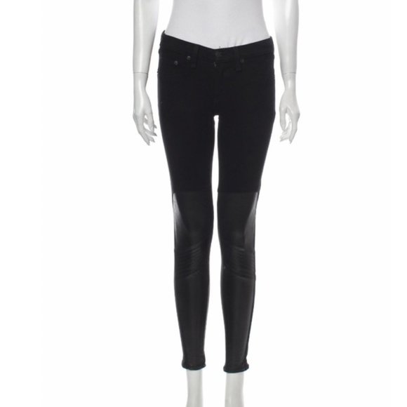 NWT RAG & BONE Samurai Leather-Patch Leggings - Picture 9 of 11
